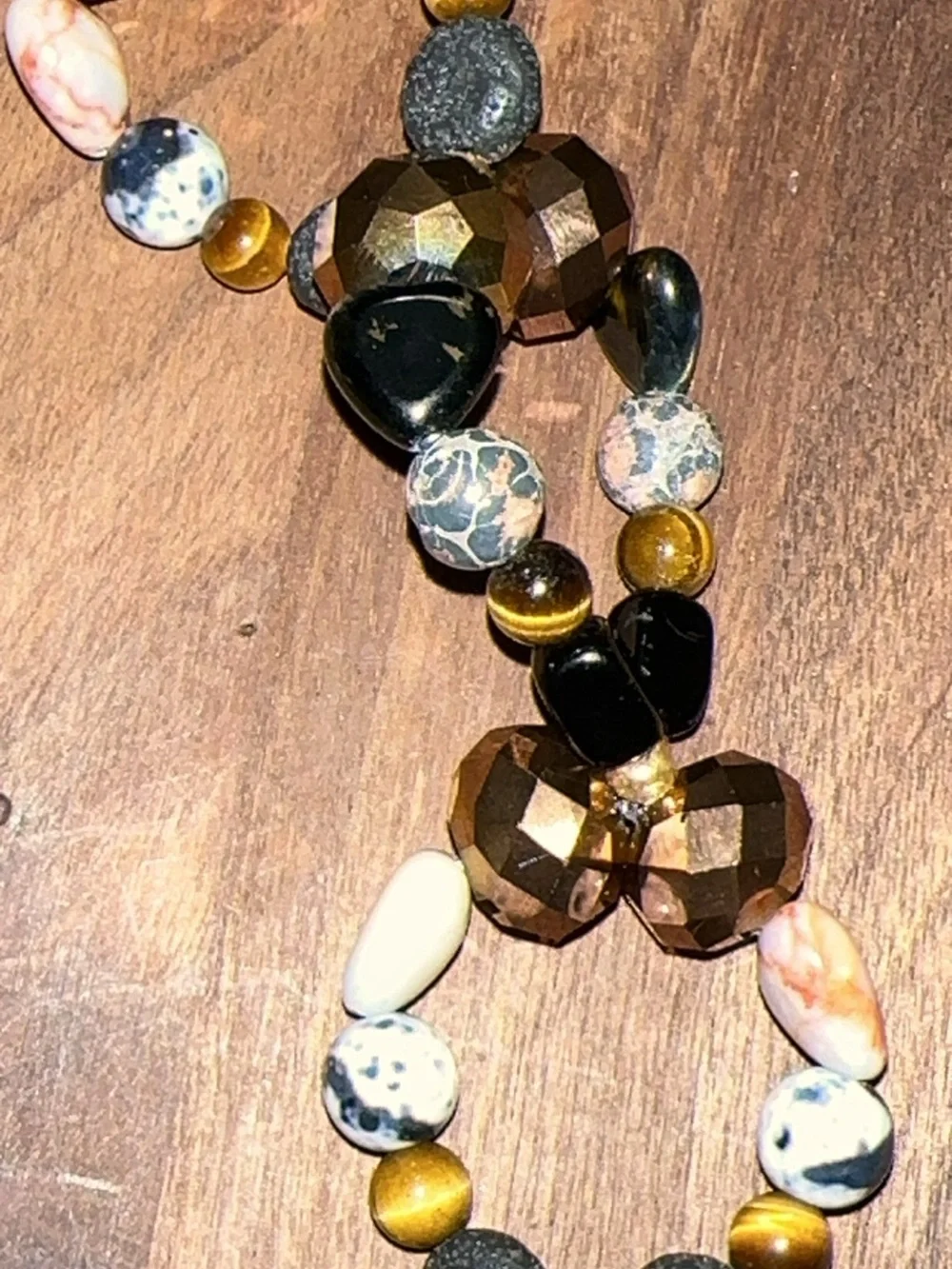 Bohemian Shimmer HangCharm (Web Jasper, Leopard Jasper, Tiger’s Eye, Lave Stone)